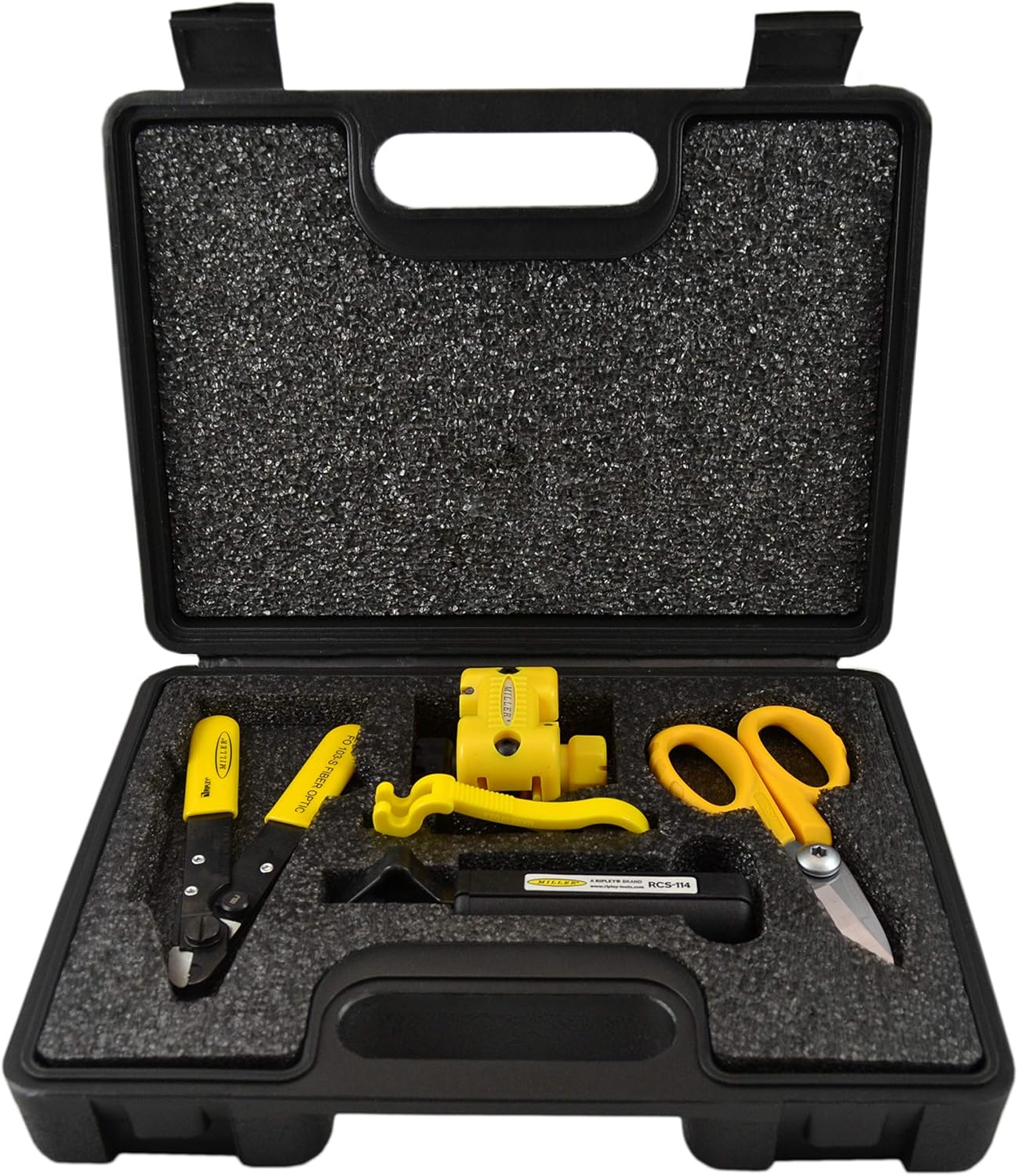 Miller MSAT All Access Tool Kit: Includes 3 Hole Fiber Optic Stripper, Kevlar Scissors, Cable Stripper for Hard Cable Jackets, Buffer Tube Scorer, & a Mid-Span Fiber Access Tool