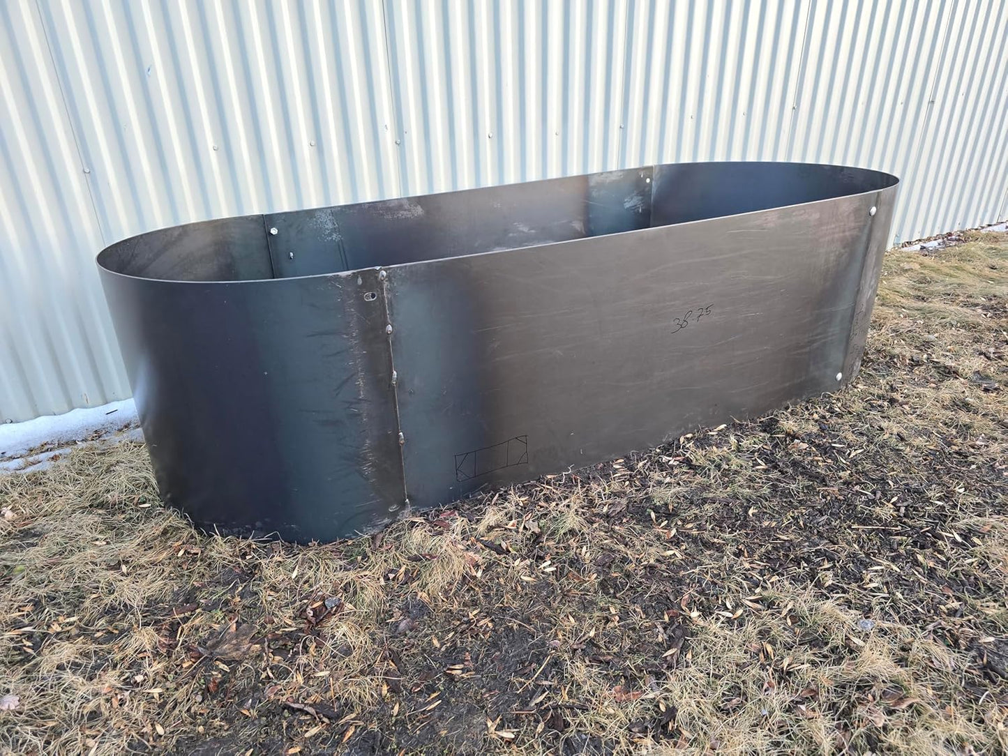 Higley Welding Oval Corten Steel Fire Pit Ring, Large Outdoor Campfire Trough, Heavy-Duty Steel Campfire Ring