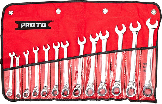 STANLEY Proto Industrial JSCVMT-13S Full Polish 12 Point Reverse Ratchet Wrench 13 Piece Set