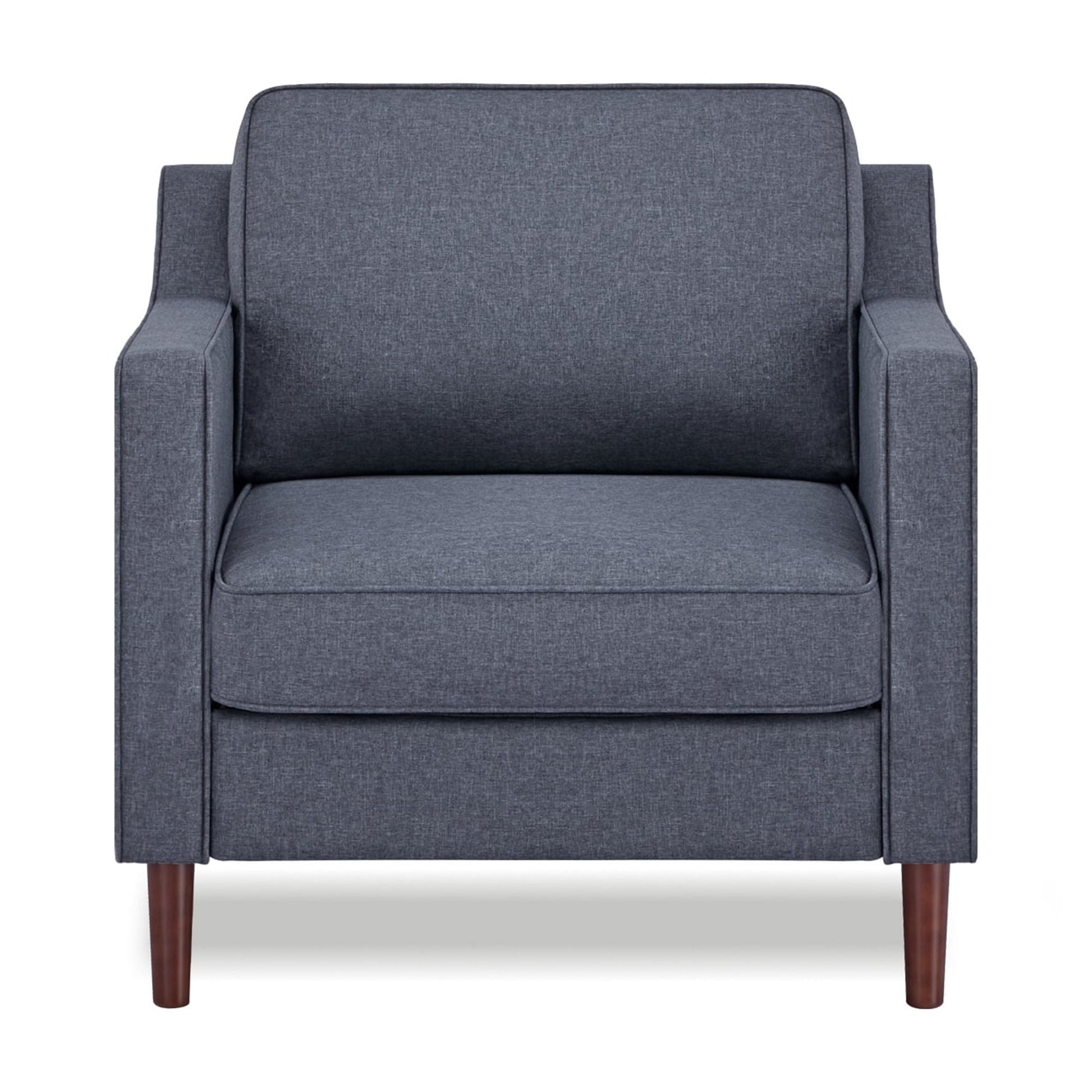 A&D Home Sedona Dark Gray Faux Linen Modern Accent Chair, Upholstered Contemporary Lounge Armchair