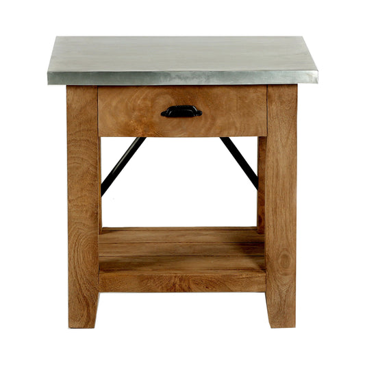 Alaterre Millwork 22" Wood and Zinc Metal End Table with Drawer