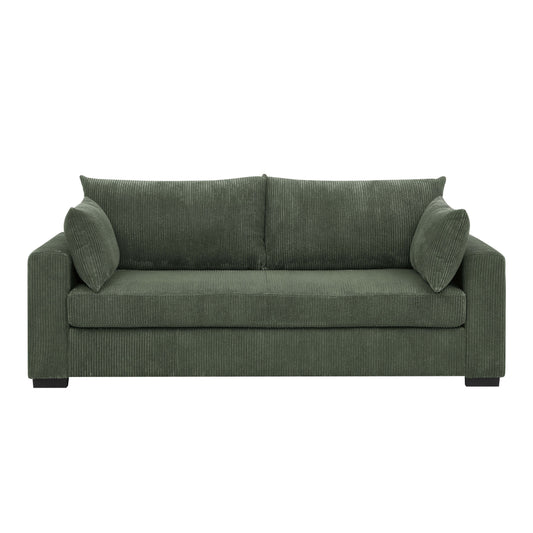 Aukfa 89" Corduroy Sofa, Comfy 3 Seater Couch for Living Room, Small Space, Apartment, Green