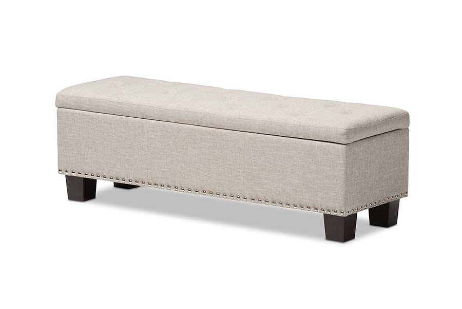 Baxton Studio Hannah Modern and Contemporary Light Blue Fabric Upholstered Button-Tufting Storage Ottoman Bench