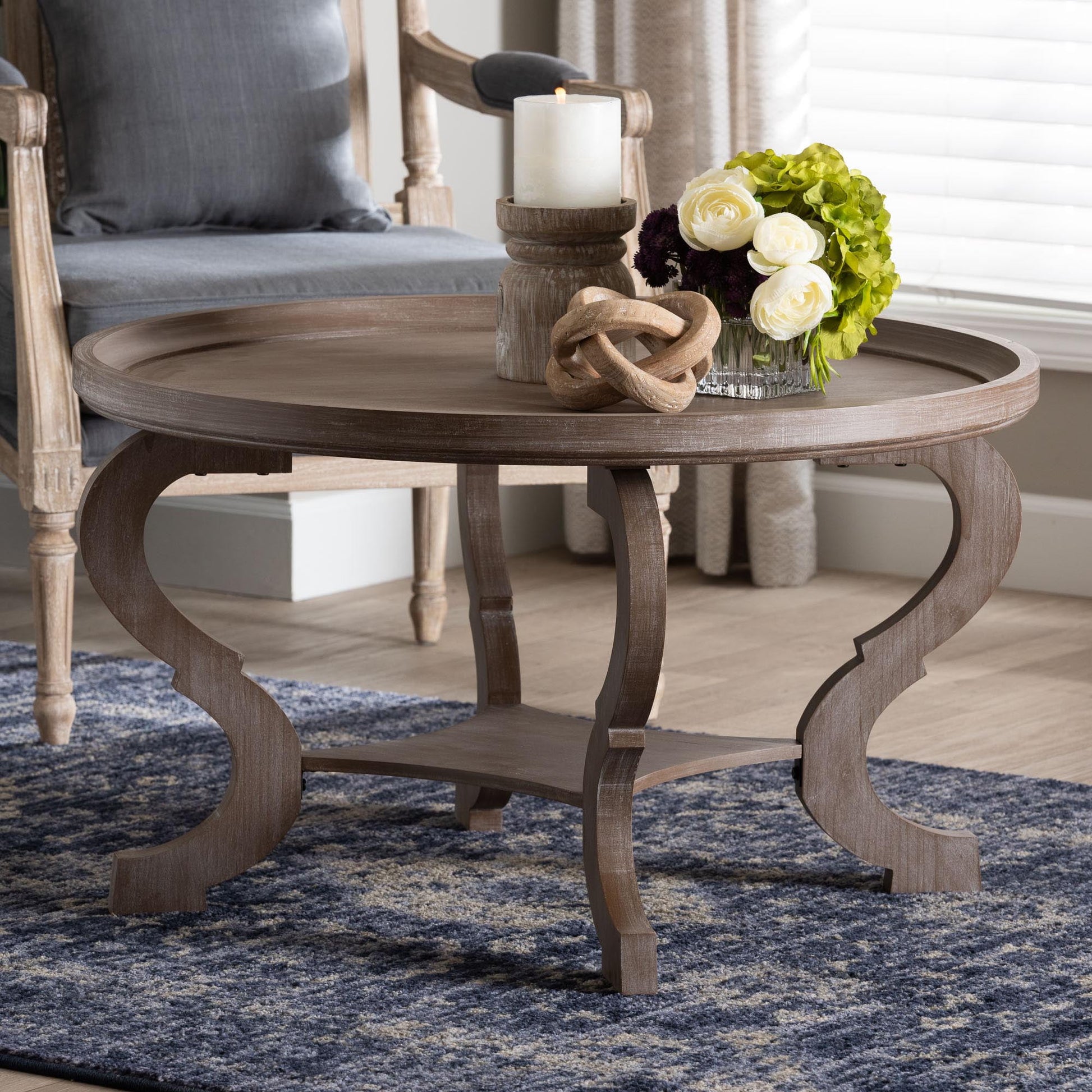 Baxton Studio Madrona French Country Coffee Table, Antique Brown