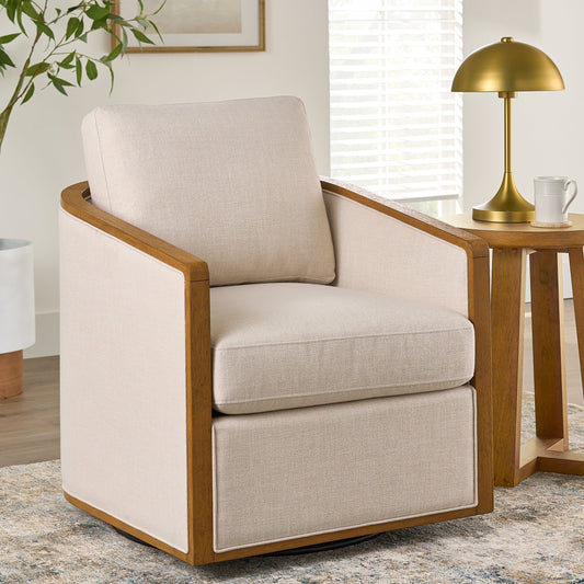 Better Homes & Gardens Windsor Swivel Accent Chair, Cream