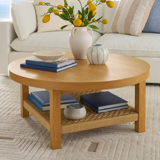 Better Homes & Gardens Vista Woven Coastal Coffee Table, Light Honey