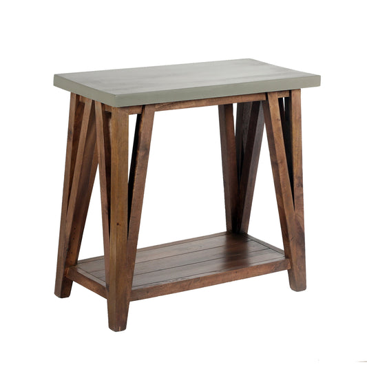 Brookside 30" W Wood and Concrete-Coated Top Wood Console/Media Table