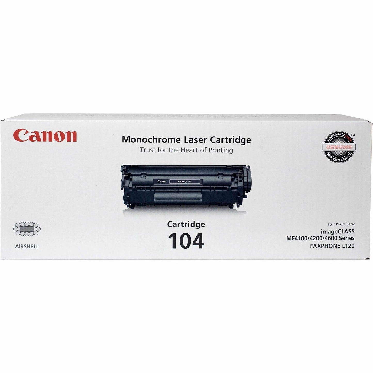 Canon Genuine 104 Black Toner Cartridge Compatible with L120, D420, MF4150d, MF4350d, MF4690, L90, D480, MF4270dn, MF4370dn