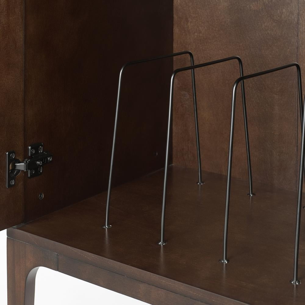 Asher Record Storage Stand Dark Brown