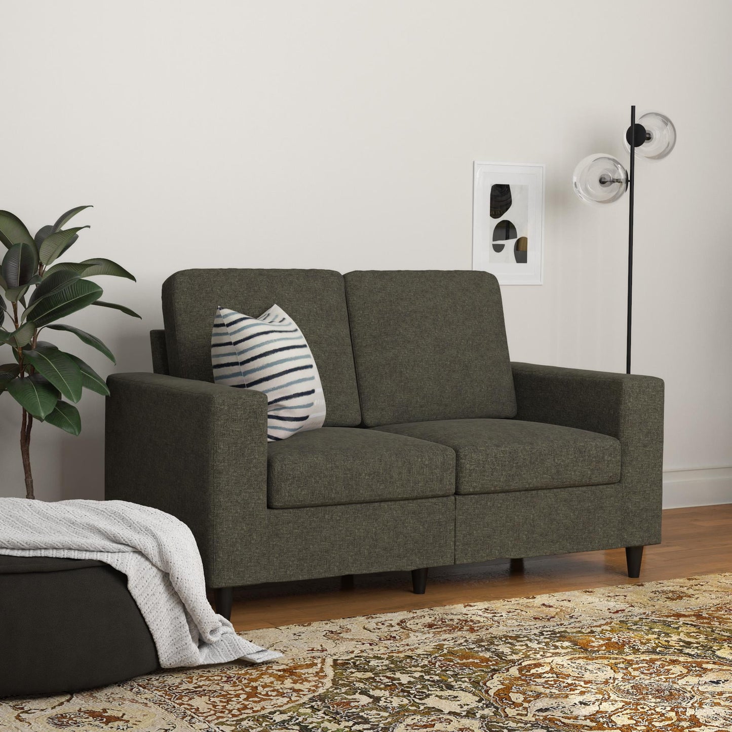 DHP Cooper Loveseat 2 Seater Sofa, Gray Linen