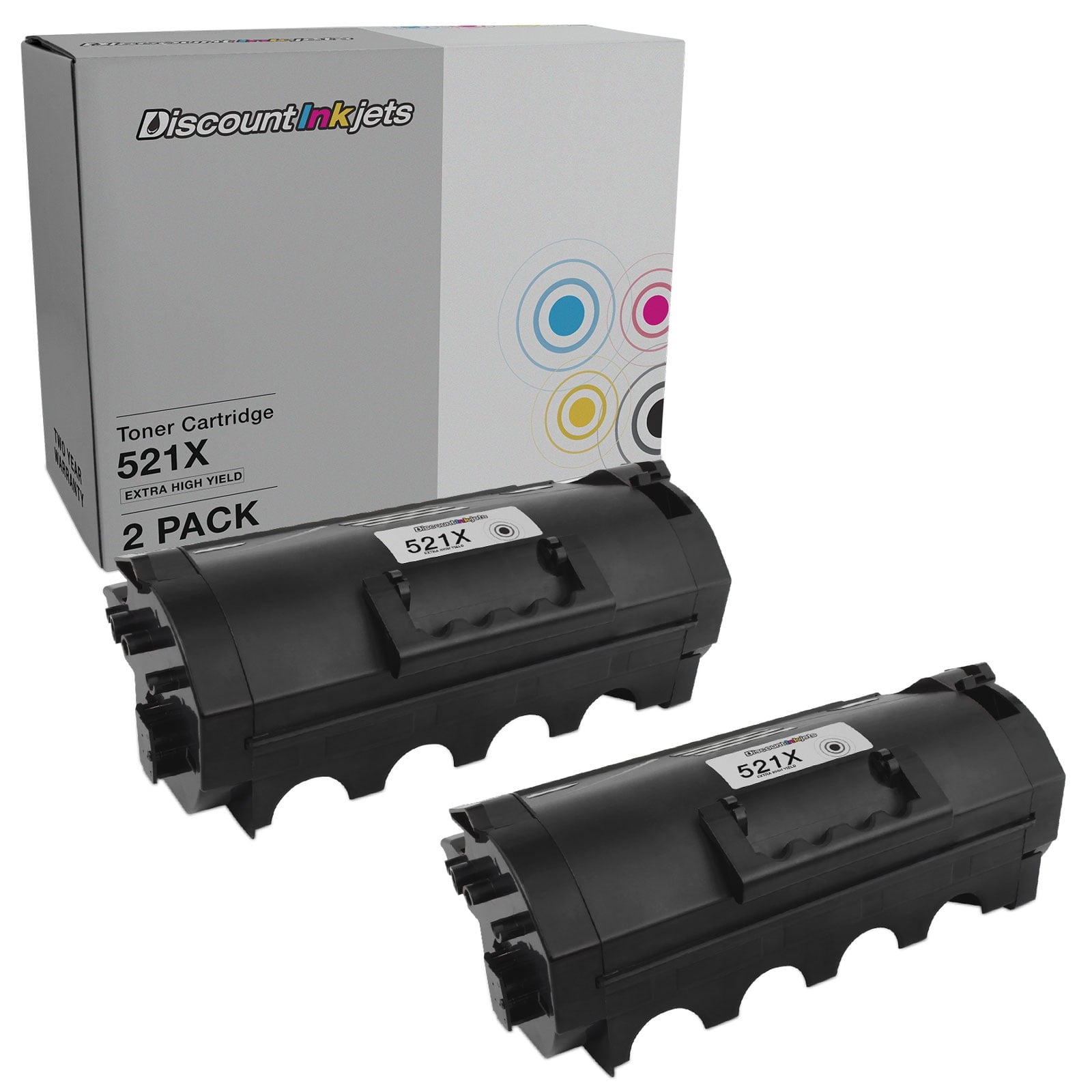 DI Ink Cartridges Replacements for Lexmark 521 52D1000 2pk Black EHY Compatible Model: Lexmark 521, 52D1000
