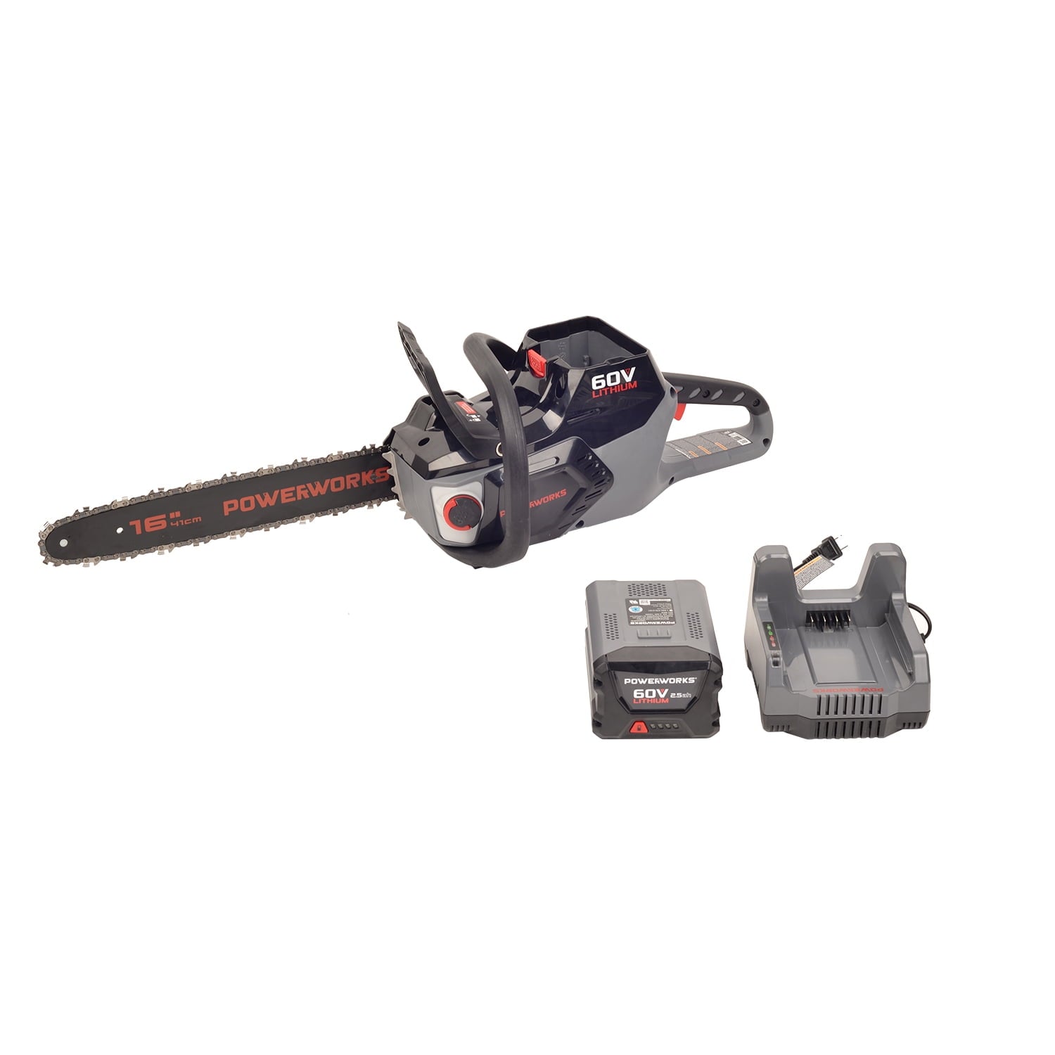 Discontinued - Powerworks 16-inch 60V Brushless Chainsaw, 2.5Ah Battery and Charger Included 2001413
