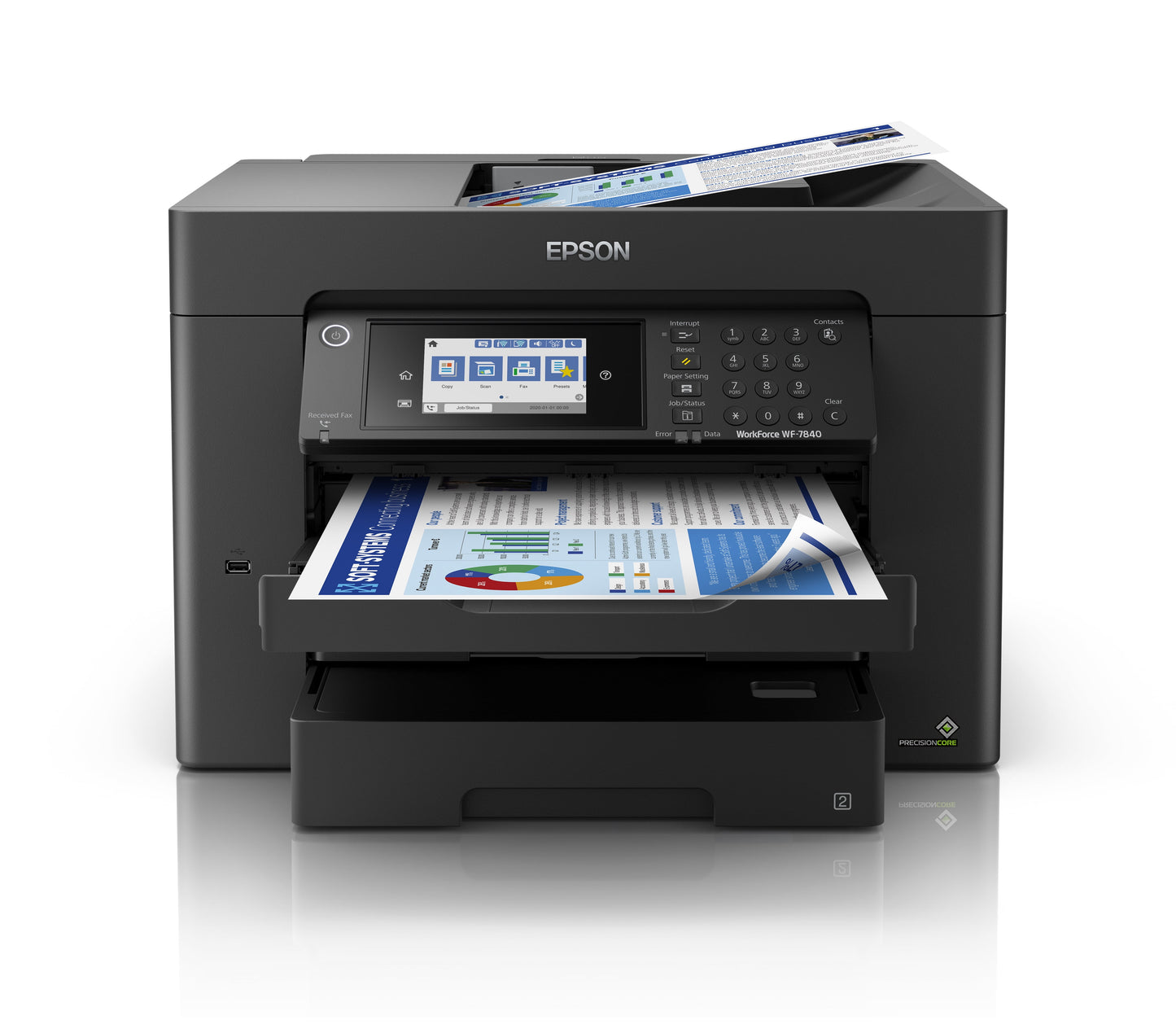 Epson WorkForce Pro WF-7840 Wireless All-in-One Wide-format Printer with Auto 2-sided Print up to 13" x 19", Copy, Scan and Fax, 50-page ADF, 500-sheet Paper Capacity, and 4.3" Color Touchscreen
