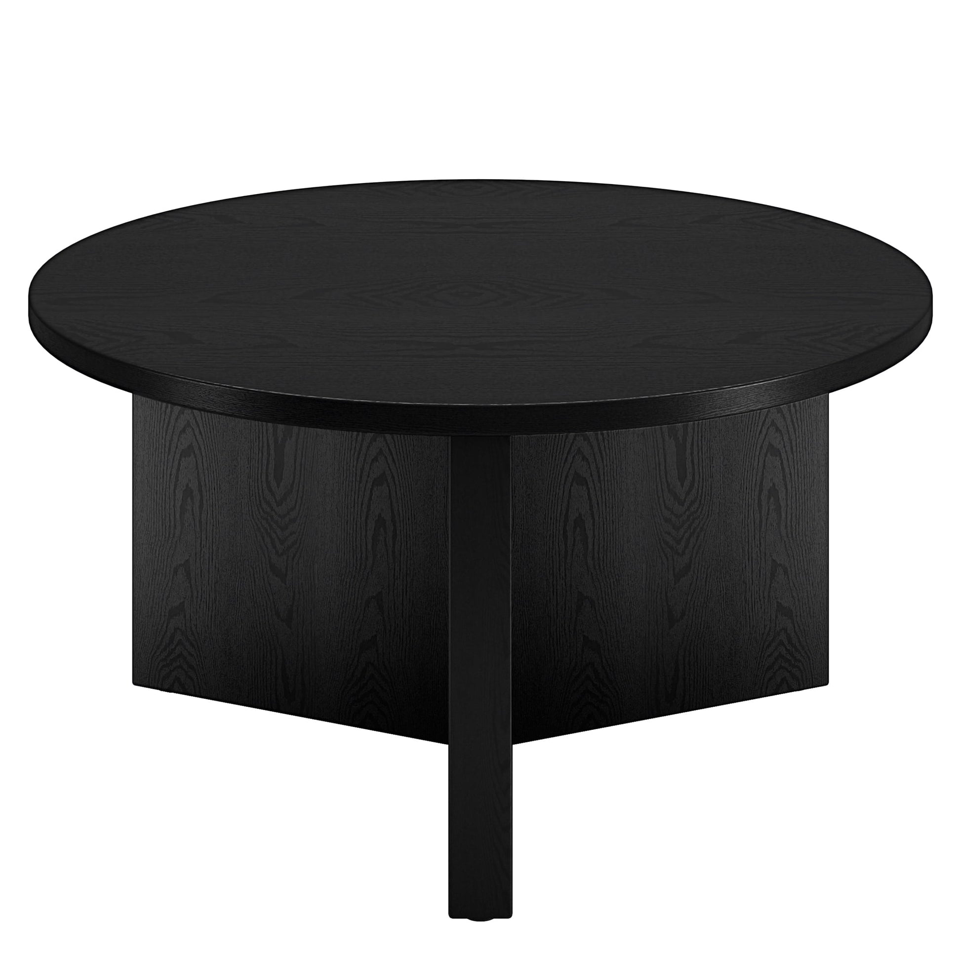 Evelyn&Zoe Anders 32" Wide Round Coffee Table, Black Grain