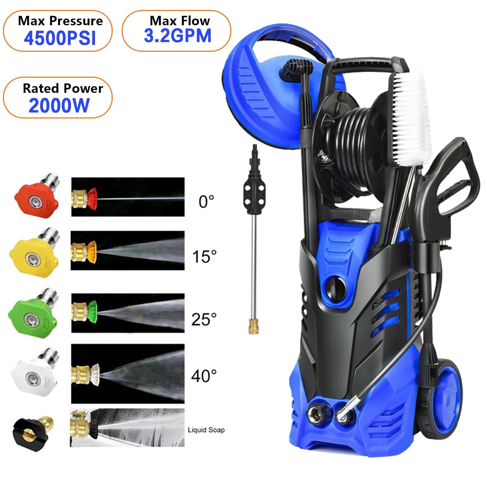 Fenbeli 4500PSI Electric Pressure Washer Adjustable Pressure Max 3.2 GPM  for Your Home and Garden