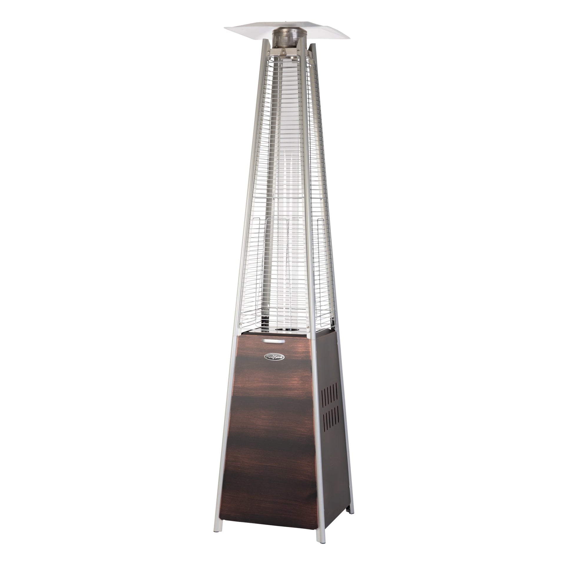 Fire Sense Pyramid Flame Patio outdoor propane Heater Tower with Wheels Coronado Brushed Bronze