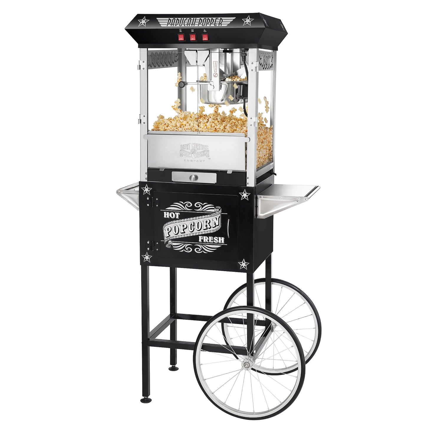 Great Northern Popcorn Antique Style Popcorn Popper Machine with Cart (8 oz, Black)