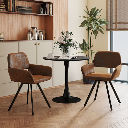 Homy Casa Accent Chair Set of 2, Modern Apartment Coffee Corner Chairs for Small Spaces, Brown