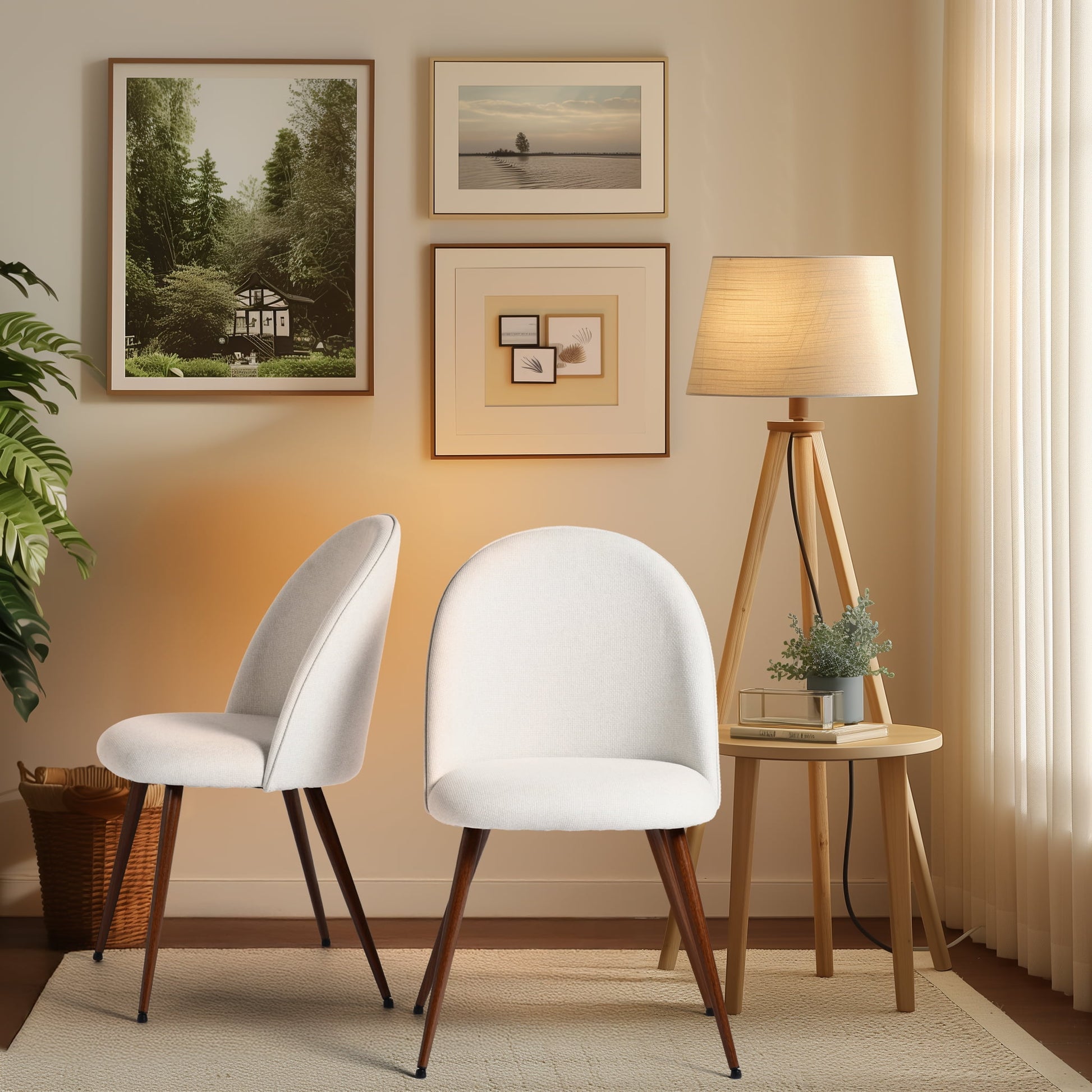 Homy Casa Accent Chair Set of 2, Stylish Chairs for Living Room or Entryway Nook, Beige