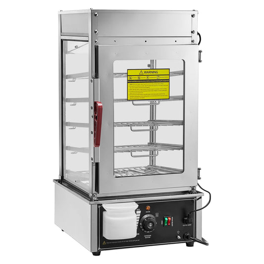 KFFKFF 1200W Food Warmer Display with 3 Adjustable Shelves, Lighting, and Temperature Gauge, 86℉-185℉, Ideal for Keeping Pizza, Burgers, Bread, and Chicken Warm, 111L