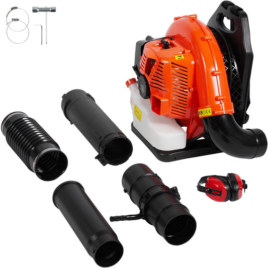 KFFKFF Gas-Powered Backpack Leaf Blower, 79CC Engine, 3L Tank Capacity, Blows Air at 930CFM & 184MPH, Perfect for Garden Maintenance, Clearing Leaves & Snow