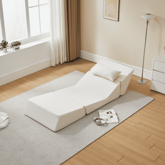 MAYEERTY Leisure Convertible Alpaca Wool Fabric Sofa Chair Modern 2-in-1 Functional Compressed Sofa Bed Perfect for Small Space Living Room Dormitory Apartment Study