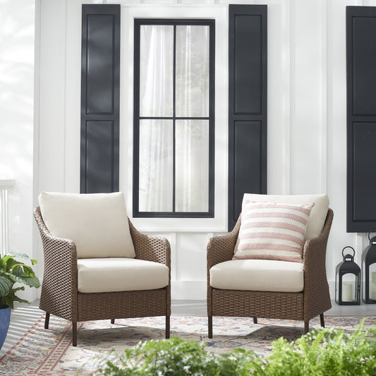 Mainstays Chelsea 2-Piece Outdoor Wicker Chairs, 2 Pack
