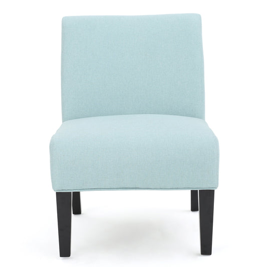 Noble House Cassie Fabric Slipper Chair, Light Blue and Matte Black