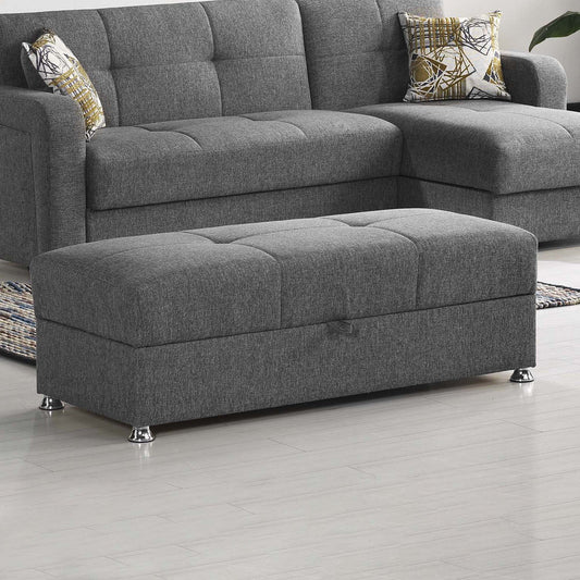 Ottomanson Symphony Upholstered Storage Ottoman, Gray