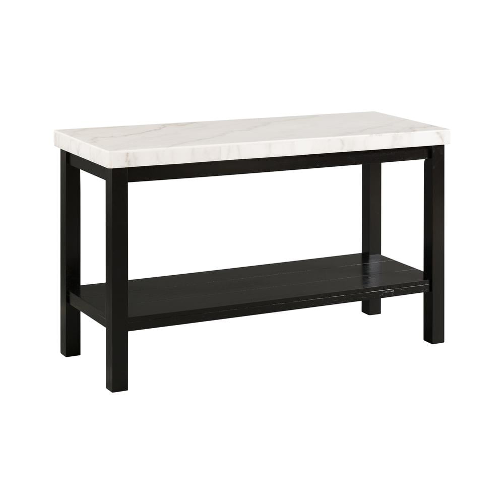 Picket House Furnishings Evie Wood Frame & Marble Top Console Table-White/Black