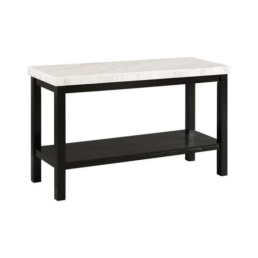 Picket House Furnishings Evie Wood Frame & Marble Top Console Table-White/Black