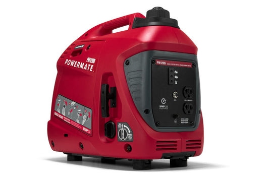 Powermate PM1200i - 1200 Watt Manual Start Gasoline Powered Inverter Generator, Powered by Generac, 50 ST