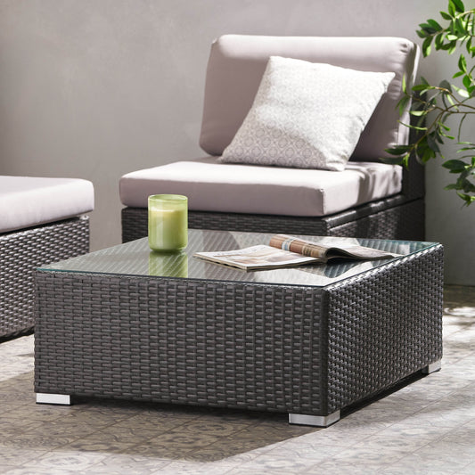 Rosen Wicker Outdoor Coffee Table, Gray
