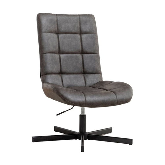 Roundhill Furniture Arlena Faux Leather Tufted Swivel Accent Chair, Brown