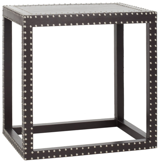 SAFAVIEH Lena Contemporary PU Leather End Table, Charcoal