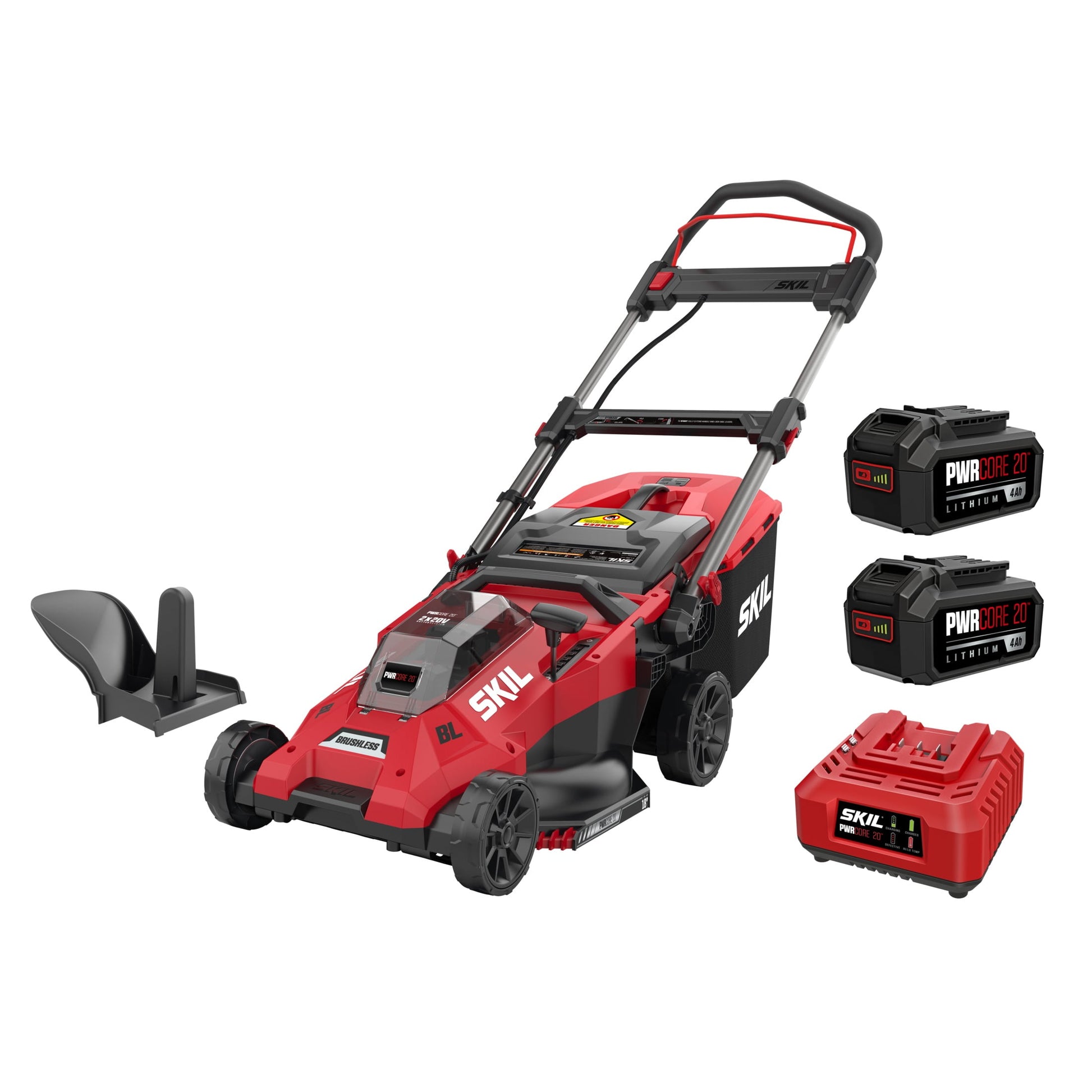 SKIL PWR CORE 20V 18-inch Push Mower, Push-Button Start and Height Adjust, (2) 4.0Ah Batteries and Charger