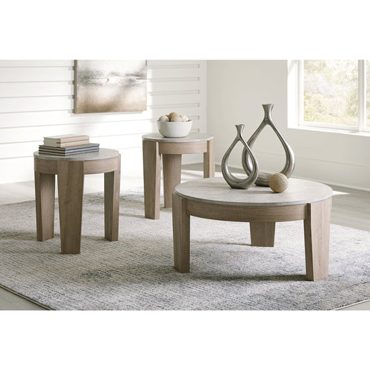 Signature Design by Ashley Guystone Coffee & End Table Set of 3, Light Brown
