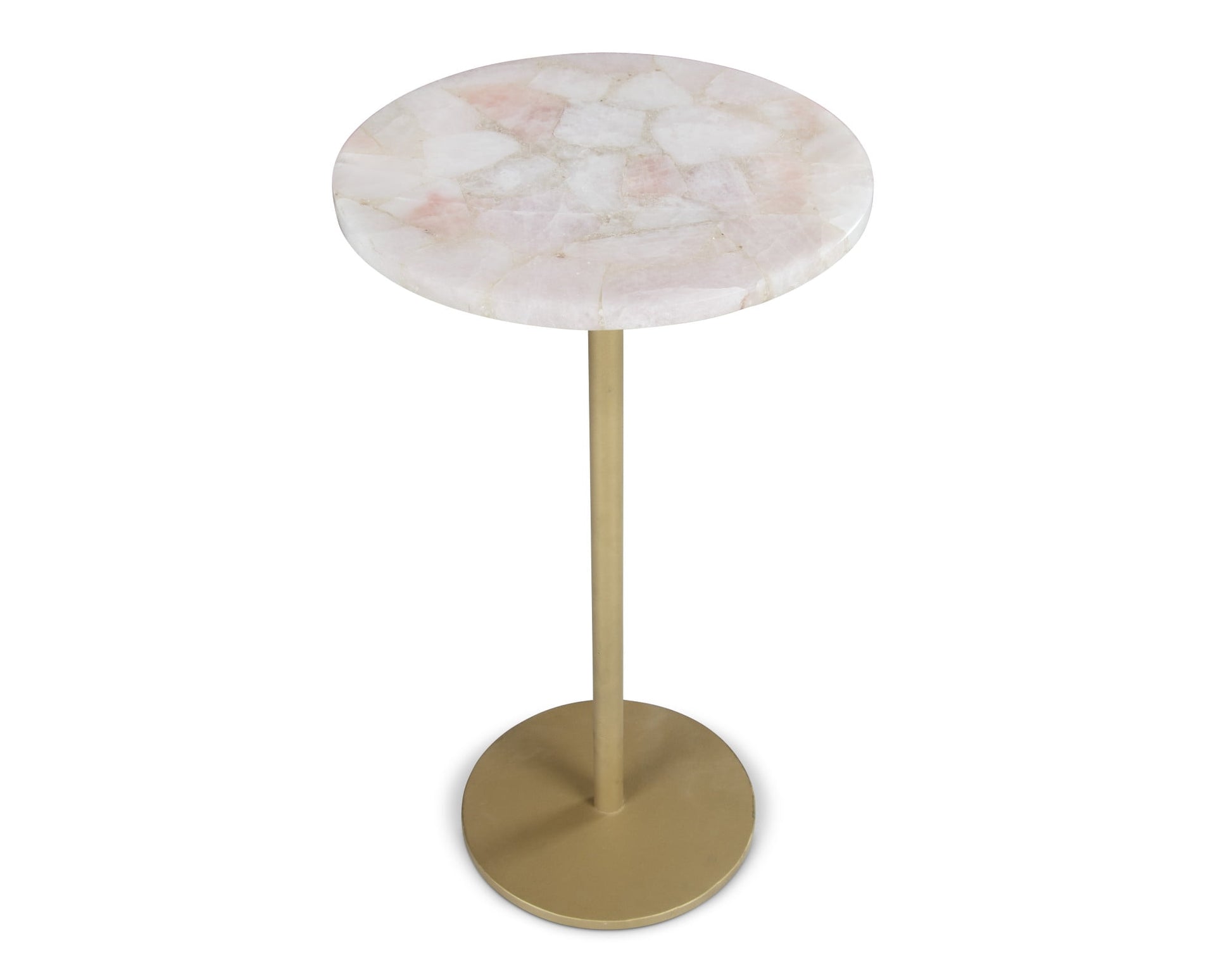 Steve Silver Rosie Round Agate Top and Brass Metal Base Chairside Table
