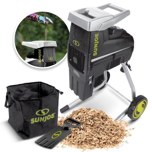 Sun Joe Silent Wood Chipper Shredder, 15 Amp Machine with 1.7" Cutting Diameter, CJ603E