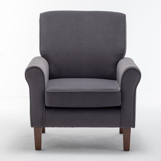 US Pride Furniture Classic Accent Armchair with Birch Wood Frame and Comfortable Rolled Armrests Arm Chairs for Living Room Bedroom and Office Décor Grey