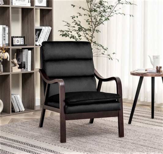 US Pride Furniture Clovis 24.8" Wide Mid-Century Modern Velvet Armchair, Black