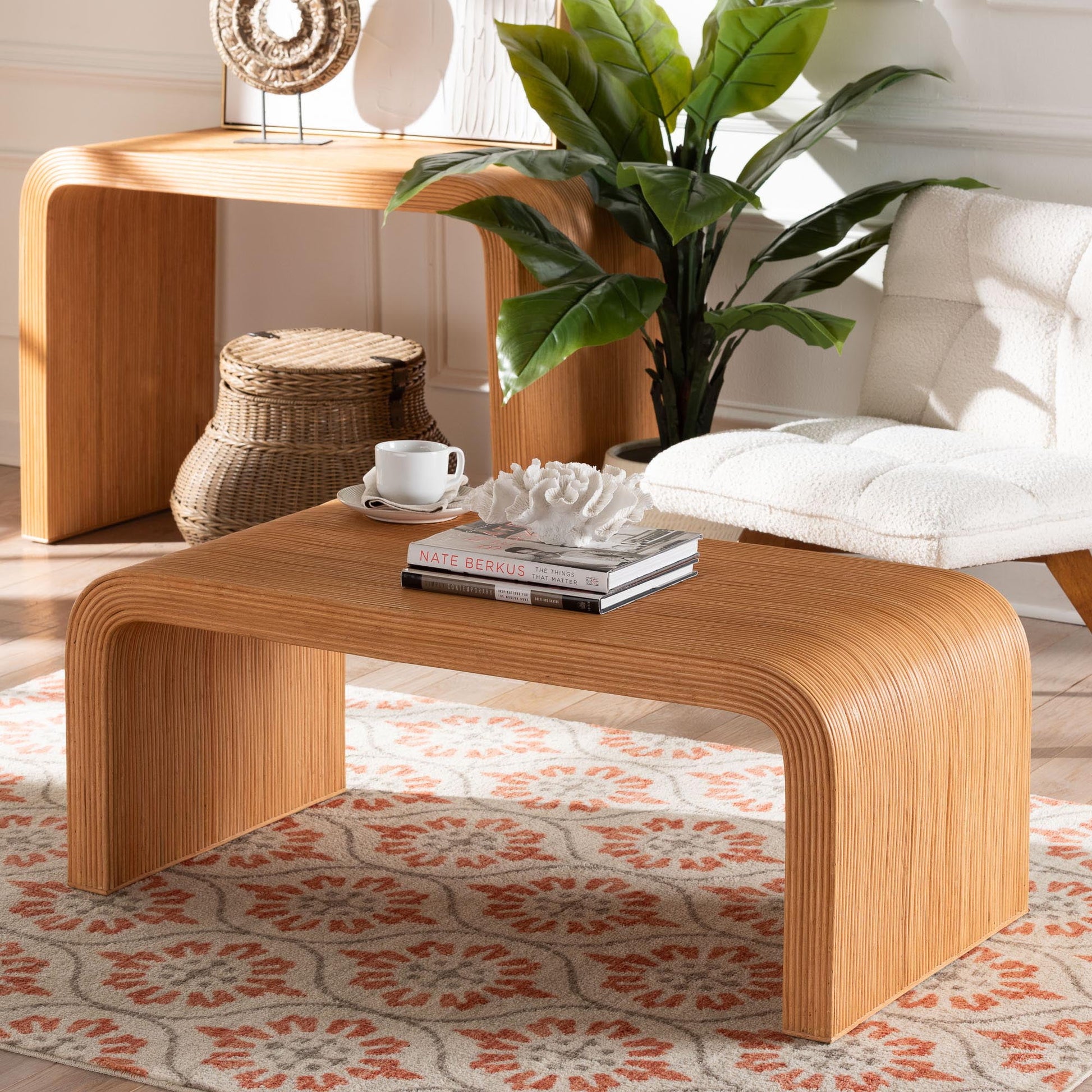 bali & pari Guevara Boho Coffee Table, Light Honey