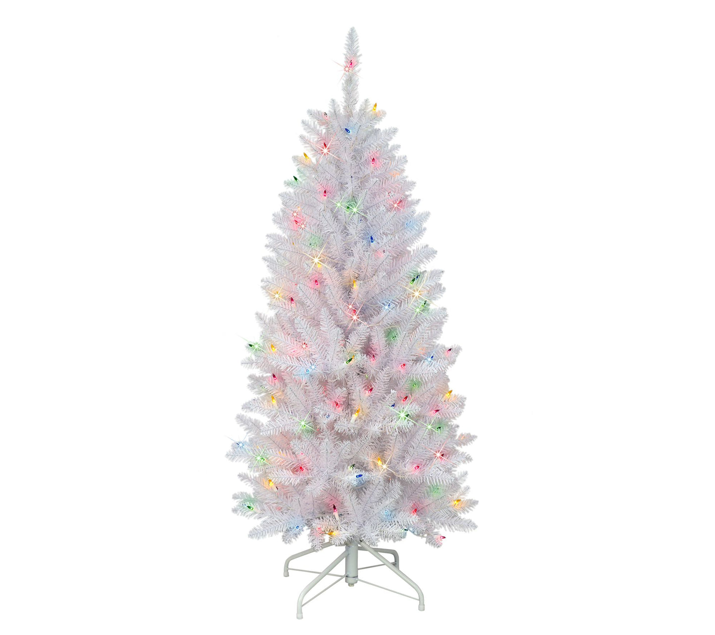 4.5' Pre-Lit Shiny White Fraser Fir ArtificialChristmas Tree