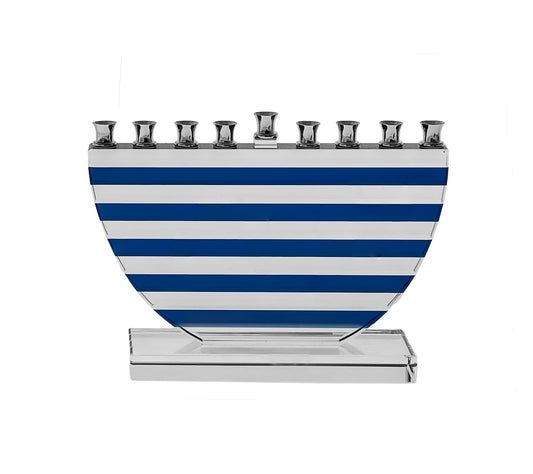 Copa Judaica Blue Stripe Crystal Menorah
