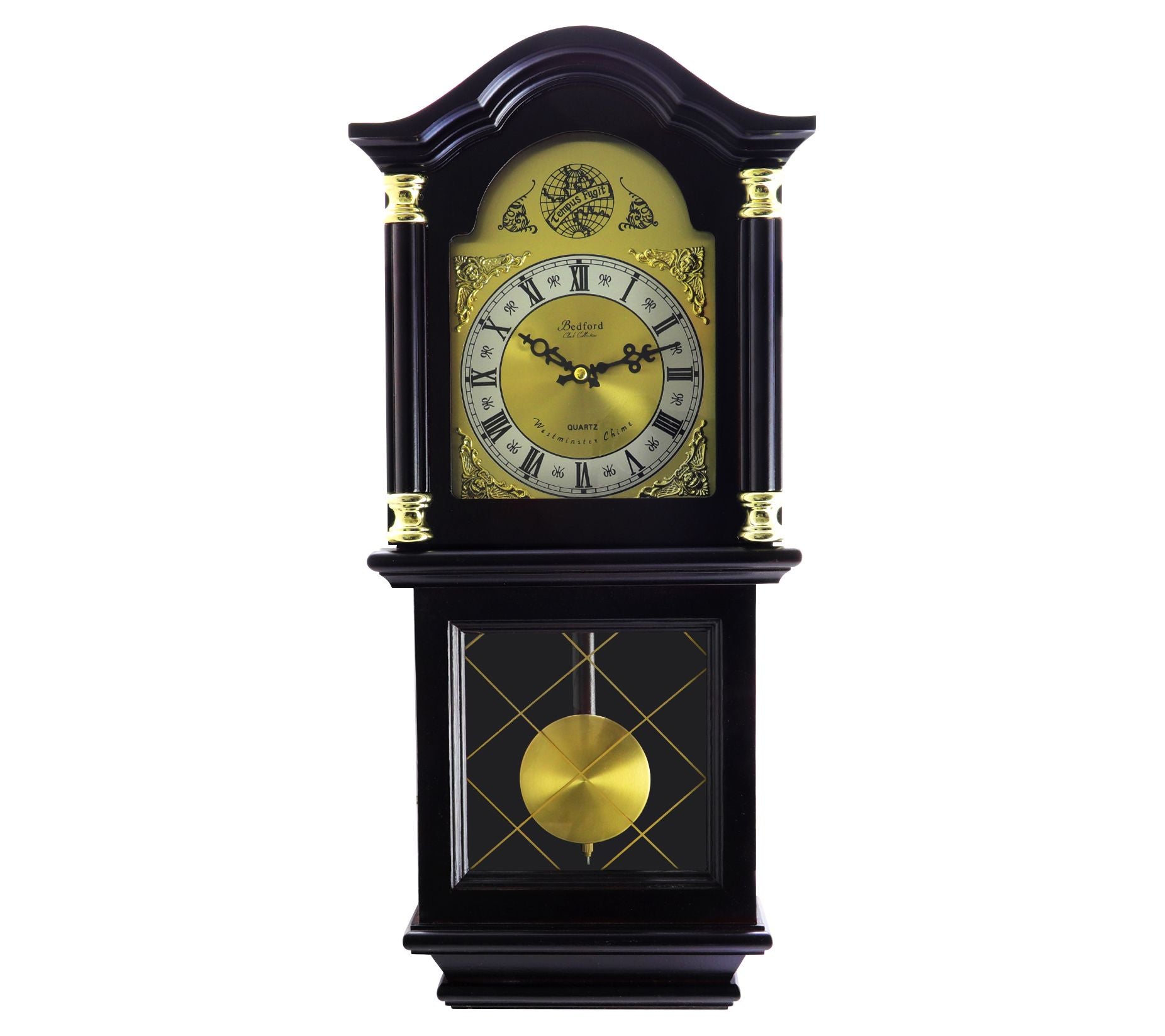 26 Inch Chiming Pendulum Wall Clock in AntiqueMahogany