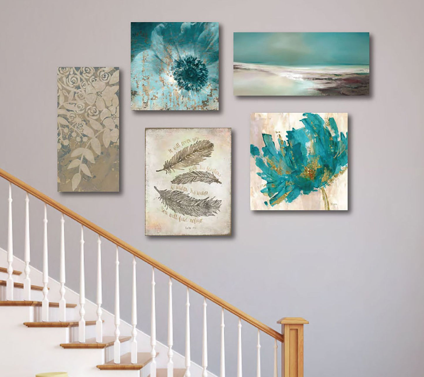 Courtside Market Teal Tranquility 5-Piece Canvas Set