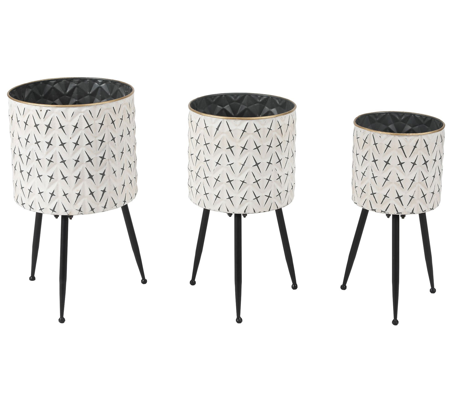 Luxen Home 3-Piece Standing Metal Round Planters