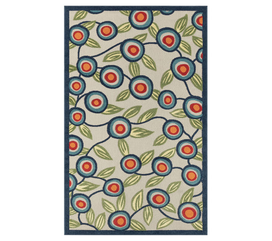 Ox Bay Floral Damask 5' x 8' Indoor Outdoor Are a Rug