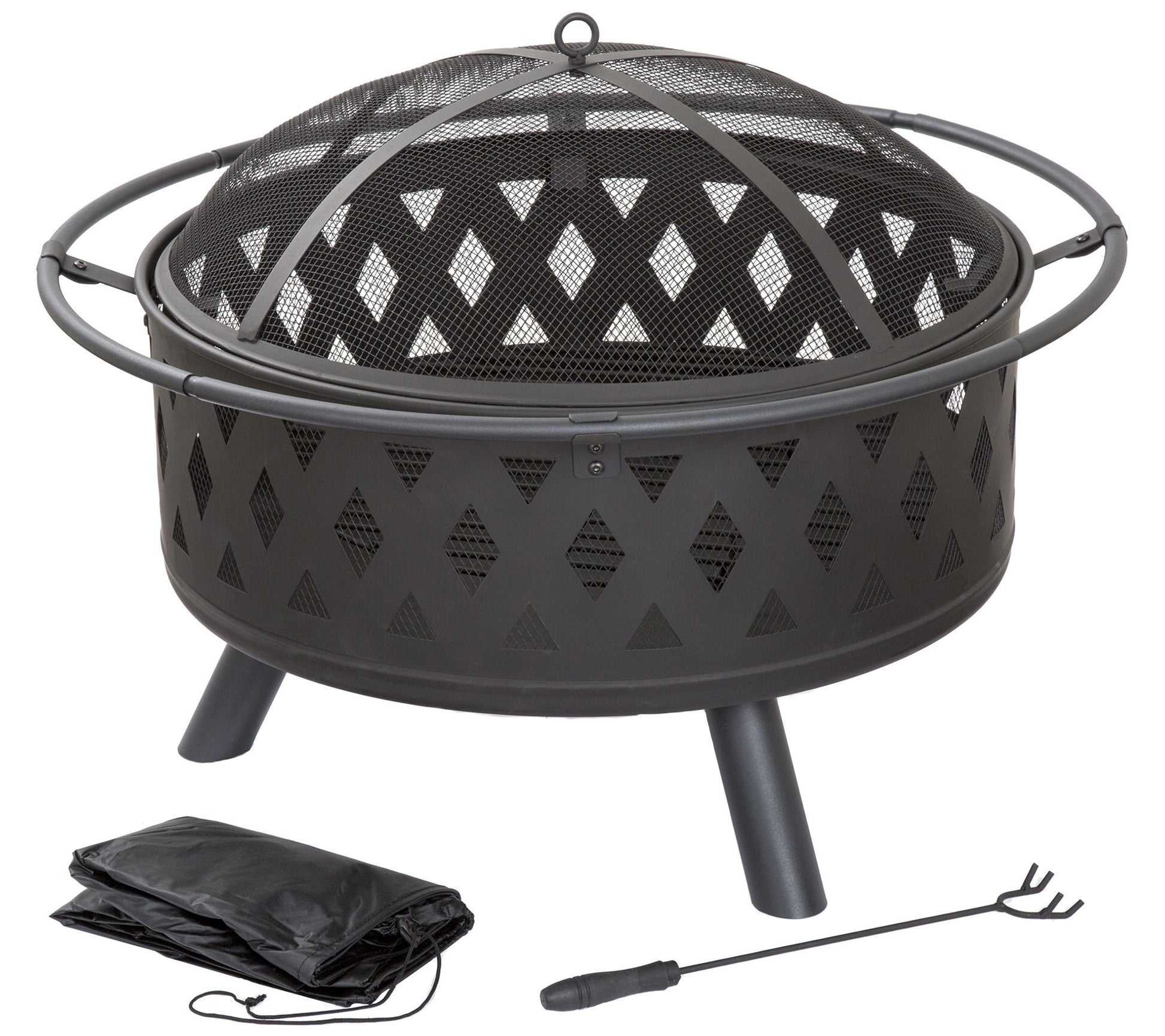 Pure Garden 32" Round Cross Weave Fire Pit withCover