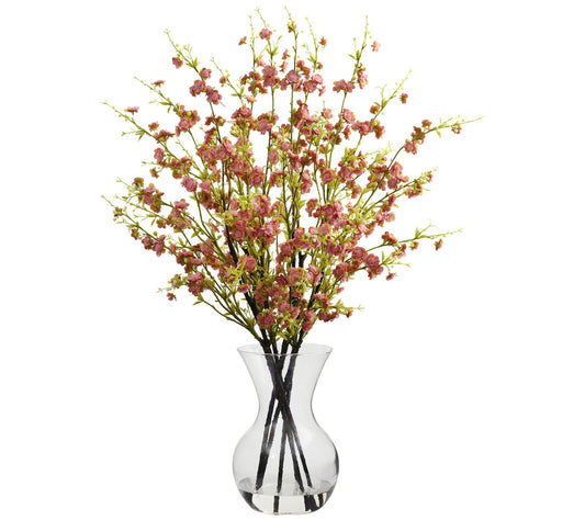 Cherry Blossoms with Vase Arrangement by NearlyNatural